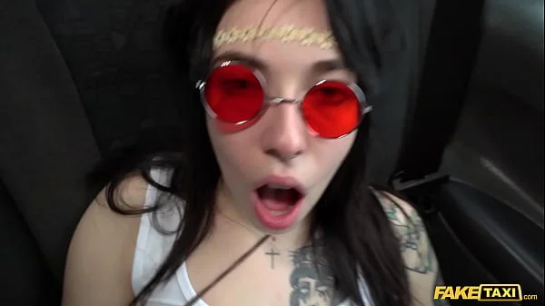 Fake Taxi Hippy chick gets a big dick deep inside her pussy
