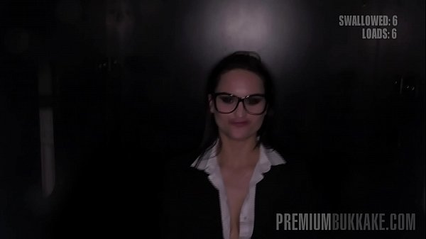 Premium Bukkake - Barbara Bieber swallows 14 gloryhole cum loads