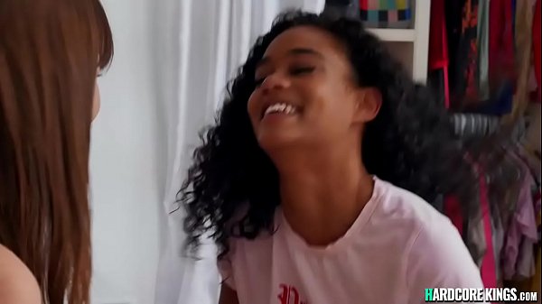 Playful Teen Girl strips in lesbian