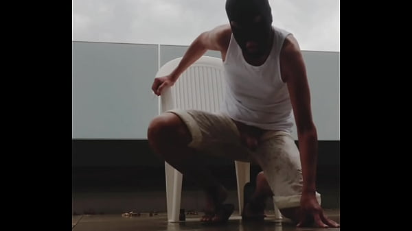 wet outdoor wank in the rain