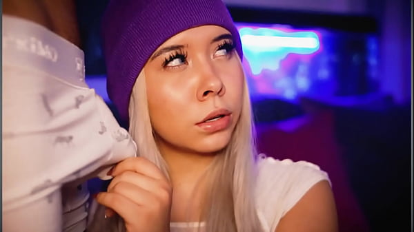 Chubby blonde teases and teases her boyfriend'_s cock and gives him a footjob